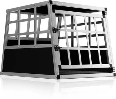 Produktbild von Famanu Transportbox für Hunde aus Aluminium, verschließbar, 70 x 54 x 51 cm - sicherer Transport