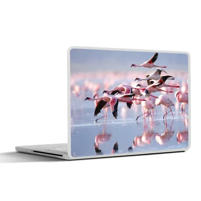 Produktbild von MuchoWow® Laptop Aufkleber Sticker Cover Rosa Flamingos auf dem Wasser 36.5x27.5 cm - Laptop-Sticker