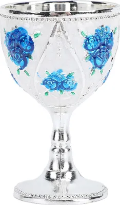 Produktbild von 30 ml Weinglas aus Metall mit geschnitzter Rose, geprägter Kelch, Ornament für Zuhause, Bar, Reisen, Hochzeit, Party, Dekoration, silberblaue Blume