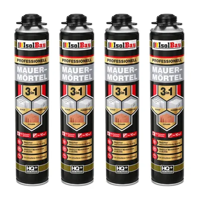 Produktbild von Isolbau Mauermörtel Pistolenschaum Montageschaum Klebeschaum 3in1 PolyurethanMörtel 4 x 750ml