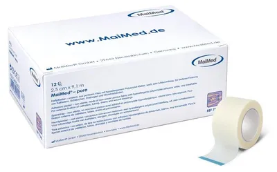Produktbild von MaiMed-pore 2,50cm x 9,1m Heftpflaster aus porösem Vlies zu 12 St./Box | Box (12 Stück)