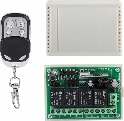 Immagine prodotto di Rosfix Modulo Relè di Controllo Remoto 433 MHz – 4 Relè | 12 V CC, 75 x 54 x 29 mm | Per Domotica, Controllo Remoto | Sistema di Controllo Elettronico