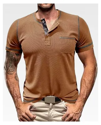 Produktbild von Herren Kurzarm Hemd Henley Shirt Casual Slim Fit T-Shirt