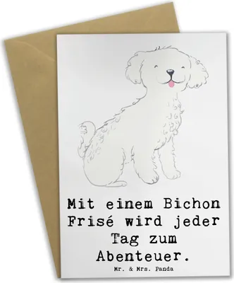 Produktbild von Mr. & Mrs. Panda neujahrskarte Bichon Frisé Abenteuer - Weiß - Geschenk, verspielt, hochzeitskarten, weihnachtskarten, Hunde, valentinstagskarte, freundliche, Freude