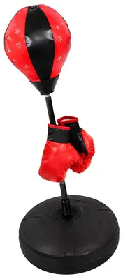 Immagine prodotto di Sacco da boxe per bambini, con guantoni inclusi, regolabile in altezza da 94 a 124 cm, base da riempire con acqua o sabbia