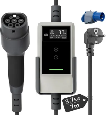 Immagine prodotto di Cavo di ricarica per auto elettrica, tipo 2 a Schuko, 3,7 kW, lunghezza 7 metri, con display digitale