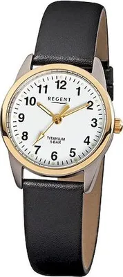 Produktbild von REGENT F-661 Damenuhr Titan Bicolor 26 mm Weiß Leder 5 BAR