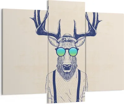 Produktbild von Bild auf Leinwand - Leinwandbild - Hirsch Abstraktion - 130x100cm - Wand Bild - Wanddeko - Leinwanddruck - Bilder - Kunstdruck - Wanddekoration - Leinwand bilder - Wandkunst - CB130x100-3808