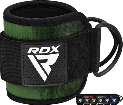 Produktbild von RDX Fußschlaufen Kabelzug Gepolstert, 7MM Neoprenstütze 10”x4”, Ankle Straps, Handgelenk wickelt Mit 2 D-Ring für Cable Machine Fitness Training Fußmanschetten Gym Gesäß Beintraining, Frauen Männer