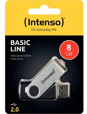 Intenso Speicherstick USB Drive 2.0, 8 GB, Basic Line, drehbarer Metallbügel zum Verschließen