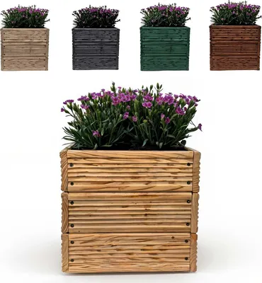 Obrázok produktu pre Floranica kvetináč z smrekovcového dreva, 30 x 30 cm, hranatý drevený kvetináč, kvetináč na rastliny pre interiér aj exteriér, Prírodný