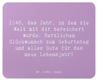 Produktbild von Mr. & Mrs. Panda Mauspad Spruch 1948 Geburtstag - Lavendeltraum - Geschenk, Geboren am, Mouse Pad, mausteppich, laptop, Erinnerungen, Jubiläum, pc, Mousepad, Feier