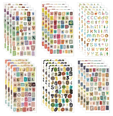 Produktbild von Vintage Aufkleber Set - 1296 Stück auf 24 Blatt - Für Scrapbook Tagebuch und DIY Kunst - Mehrfarbig