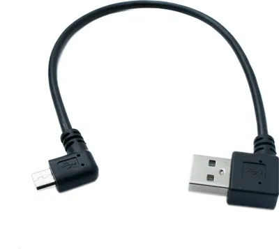 Produktbild von SYSTEM-S USB 2.0 Kabel 20 cm Micro B Stecker zu Typ A Stecker Right Angled Winkel