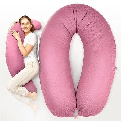 Produktbild von Stillkissen 190x30 XXL | Füllung Faserbällchen | Bezug 100% Baumwolle | Musselin Natur