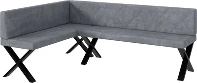 Produktbild von MEBLINI Eckbank für Esszimmer - Küchenbank - Essecke - Sitzecke Küche - ERIC - X-Beine 142x196x87cm Links - Grau Samt
