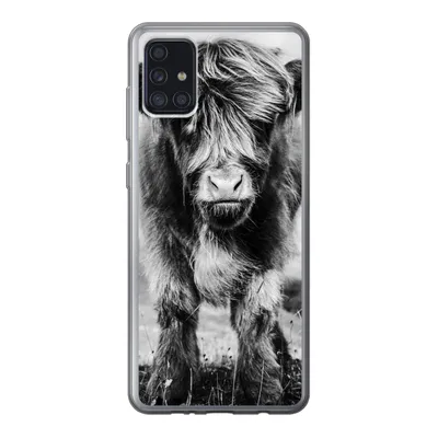 Produktbild von MuchoWow® Handyhülle Schutzhülle Hülle für Samsung Galaxy A52 5G Schottischer Highlander - Berg - Schwarz - Weiß Silikon Softcase Handy Hülle - Umschlag