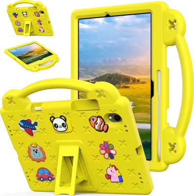 Obrázek produktu pro Ochranné pouzdro pro Samsung Galaxy Tab S11 2025 11", roztomilé dětské pouzdro, odolné proti nárazům s držadlem a stojánkem Žluť