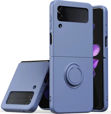 Produktbild von Samsung Z Flip 3 2021 Handyhülle, Ring Halter Ständer Kratzfeste Weiche Silikon schutzhülle für Samsung Galaxy Z Flip 3 5G Violett