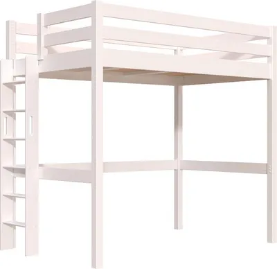 Produktbild von Hohes bett 1 Person Holz Sylvia 120x190 gerade Leiter - Weiß
