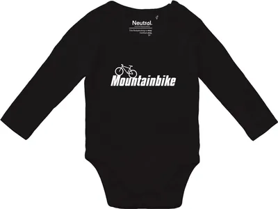 Produktbild von Huuraa Baby Body Mountain Bike Fahrrad 74 Black  Baumwolle Fairtrade Langarmbody Geschenkidee