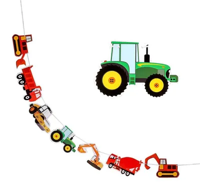 Produktbild von Geburtstagsgirlande mit 7 Baufahrzeugen und Band