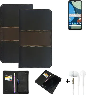 Produktbild von K-S-Trade Handyhülle + Kopfhörer kompatibel mit Fairphone 4 Schutzhülle Walletcase Bookstyle Tasche Schutz Case Hülle Wallet Cover Kunstleder