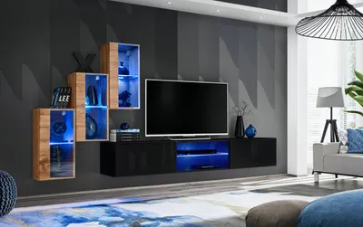 Image de Mur de salon RIONATA 22 – chêne wotan / noir