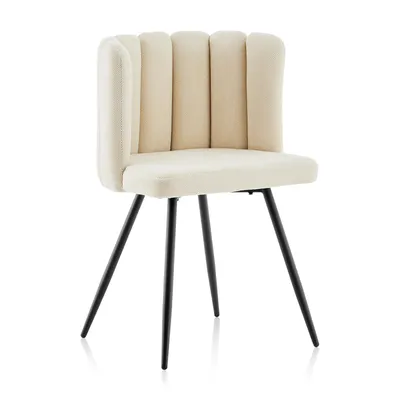 Produktbild von CLIPOP Esszimmerstuhl, Küchenstuhl aus Samt, 1er Set gepolsterter Wohnzimmerstuhl, Akzentsessel für Schlafzimmer,Dunkelbeige