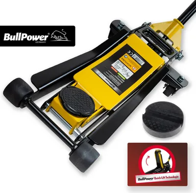 Produktbild von BullPower BP8000 Hydraulischer tiefer Racing 3T Rangierwagenheber Wagenheber 3 Tonnen mit Quicklift 3000kg 75-500mm + 2x Gummiauflage
