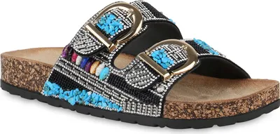 Produktbild von VAN HILL Damen Pantoletten Sandalen Bequeme Strass Zierperlen Schuhe 840950, Farbe: Schwarz, Größe: 37