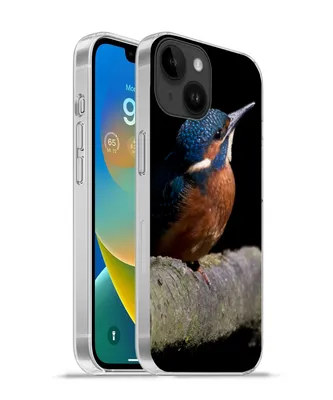 Produktbild von MuchoWow® Handyhülle Schutzhülle Hülle für Apple iPhone 14 - Softcase Eisvogel - Zweig - Federn - Schwarz Silikon Softcase Handy Hülle - Mobiltelefonhülle