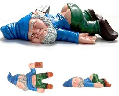 Dronken Dwerg Harssculptur, 15×10,5×3,8 cm, Gartenfigur