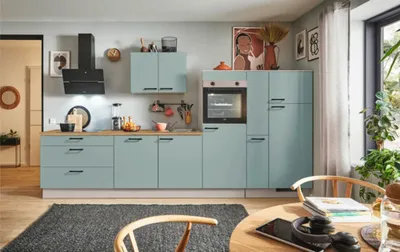 Produktbild von PICCANTE Plus Küchenzeile ohne Geräte Marlena 350 cm fjördgrün matt vormontiert Variante rechts 4067368011662
