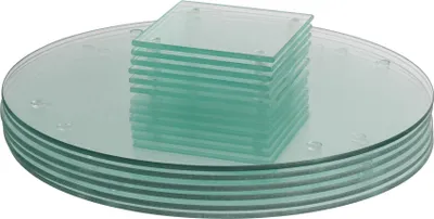 Produktbild von Harbour Housewares 12-teiliges Set aus runden Glas-Tischsets und quadratischen Untersetzern – 30 cm – Transparent