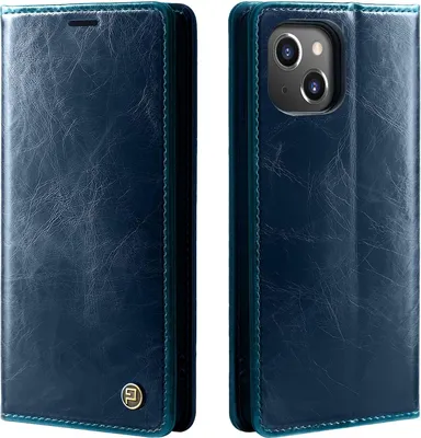Produktbild von Handyhülle für Apple iPhone 15 Kunstleder Flip Cover Hülle RFID Schutz Case Kartenfach Farbe: Blau