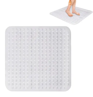 Produktbild von Duschmatte rutschfest 80 x 80 cm Weiß mit Saugnäpfen und Ablauflöchern