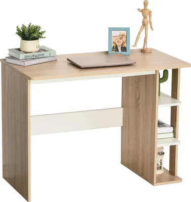 Obrázek produktu pro Psací stůl s policí – počítačový stůl – 3 úrovně, 100 x 55 x 74 cm, obdélníkový tvar, dřevěná deska, max. 30 kg, nutná montáž