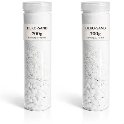 Productafbeelding van Decoratiezand Wit - 2 x 700 gram - Vaasvulling - Korrel 0,1 tot 15 mm - Voor Kaarsen en Vazen