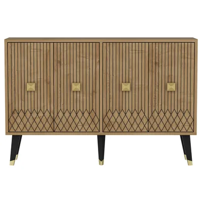 Produktbild von Skye Decor, Carbın - Sapphire Oak, Gold, Konsole, Saphireiche, 100 % MELAMINBESCHICHTETE SPANPLATTEN, 120 x 30 x 80 cm