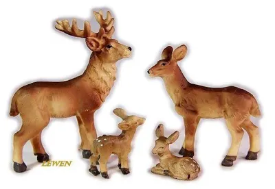 Produktbild von Rehfamilie 4 Teile aus Polyresin, Größe bis 7 cm, Krippenfiguren, Krippentiere
