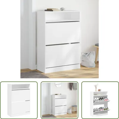 Obrázok produktu pre The Living Store Skriňa na topánky s 2 chlopňami biela 80x34x116 cm