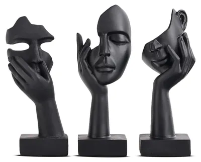 Imagen del producto de Omgoods - Juego de 3 figuras abstractas negras para decoración de interiores