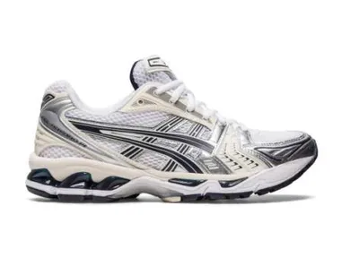 A single Asics Gel Kayano 14 sneaker is shown from the side against a white background.