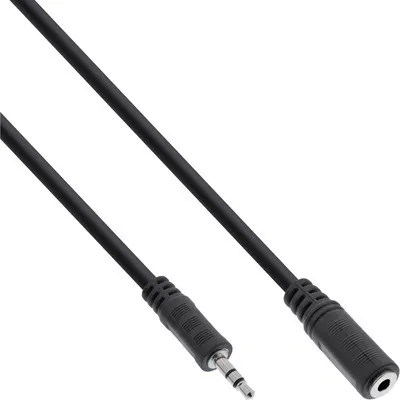 Produktbild von InLine Klinke Verlängerung, 3,5mm Klinke Stecker / Buchse, Stereo, 5m, 3.5mm, Stecker, 3.5mm, Buchse, 5 m, Schwarz