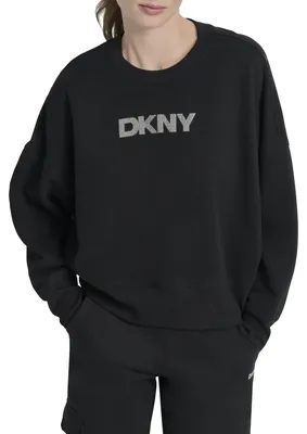 Produktbild von DKNY, Jerseybekleidung, Damen-Kapuzenpullover mit Logo, Schwarz, Größe L