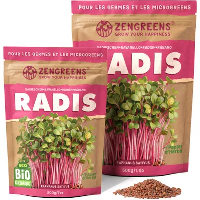 Image de ZenGreens® Graines Bio à Germer Radis 500 g – Graines Germées & Micropousses
