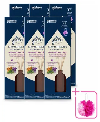 Imagen del producto de 6 difusores de aroma Glade Aromatherapy, colección "Momento de Zen" - Lavanda y sándalo - 80 ml - Paquete económico - 6 unidades
