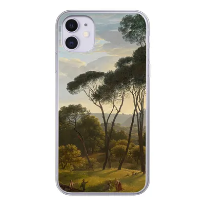 Produktbild von MuchoWow® Handyhülle Schutzhülle Hülle für iPhone 11 Italienische Landschaft mit Zirbelkiefer - Gemälde von Hendrik Voogd Silikon Softcase Handy Hülle - Handytasche
