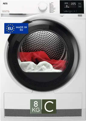 Obrázek produktu pro AEG Series 7000 TR7HG8C, Stojací, Přední plnění, Tepelné čerpadlo, Bílá, Otočné, Dotyk, Pravý